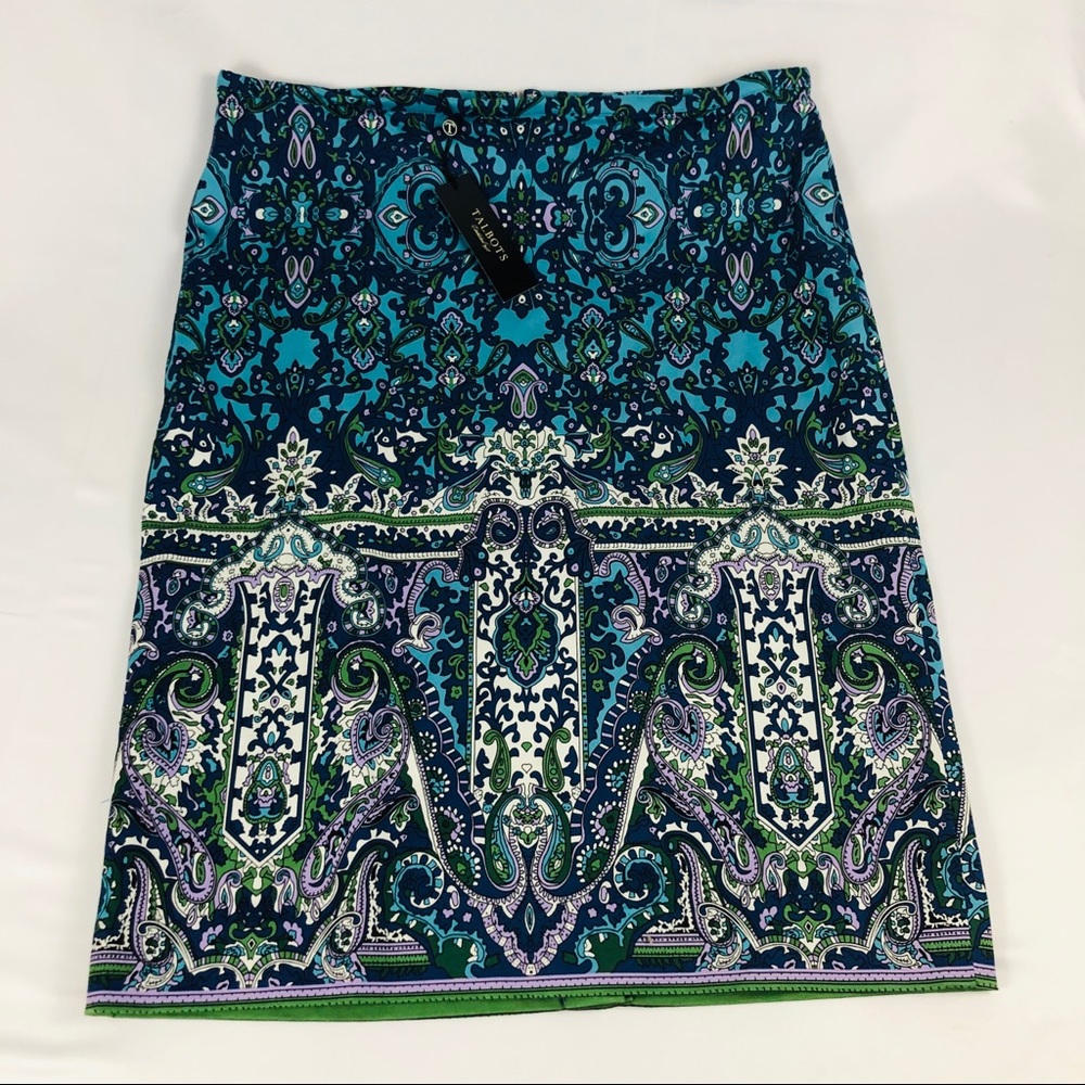 New Talbots Midi Skirt Multicolor Paisley Size 10